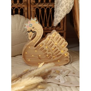 Lampe veilleuse cygne bois naturel