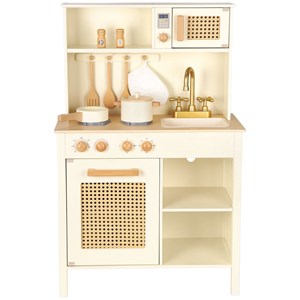 Cuisine en bois et rotin