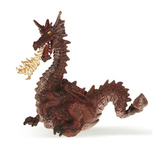 Figurine dragon rouge avec flamme
