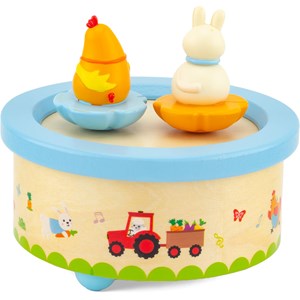 Boite à musique poule et lapin