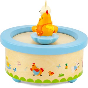 Boite à musique poule et lapin