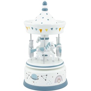 Boîte à musique carrousel gris bleu