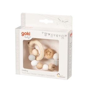 Hochet en bois et silicone étoile gris