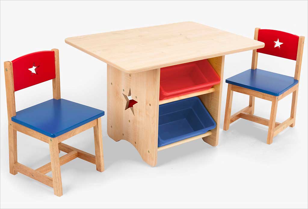 Table rangement enfant bois naturel