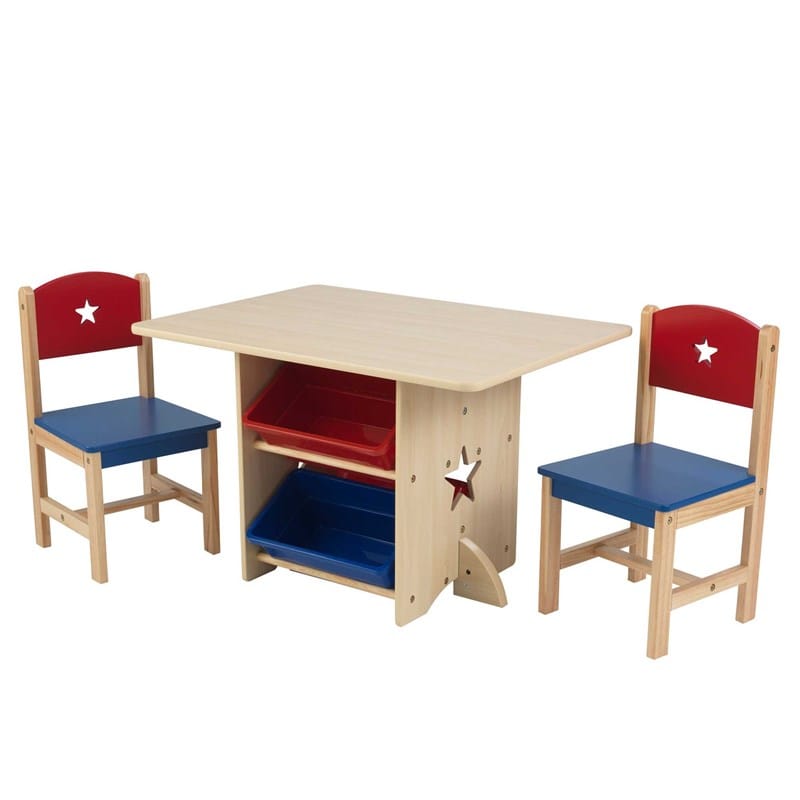 KidKraft - Table rangement enfant bois naturel