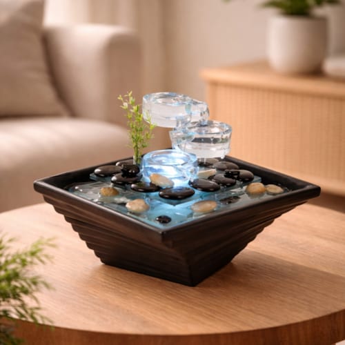 Zen Light - Fontaine en céramique et verre himalaya