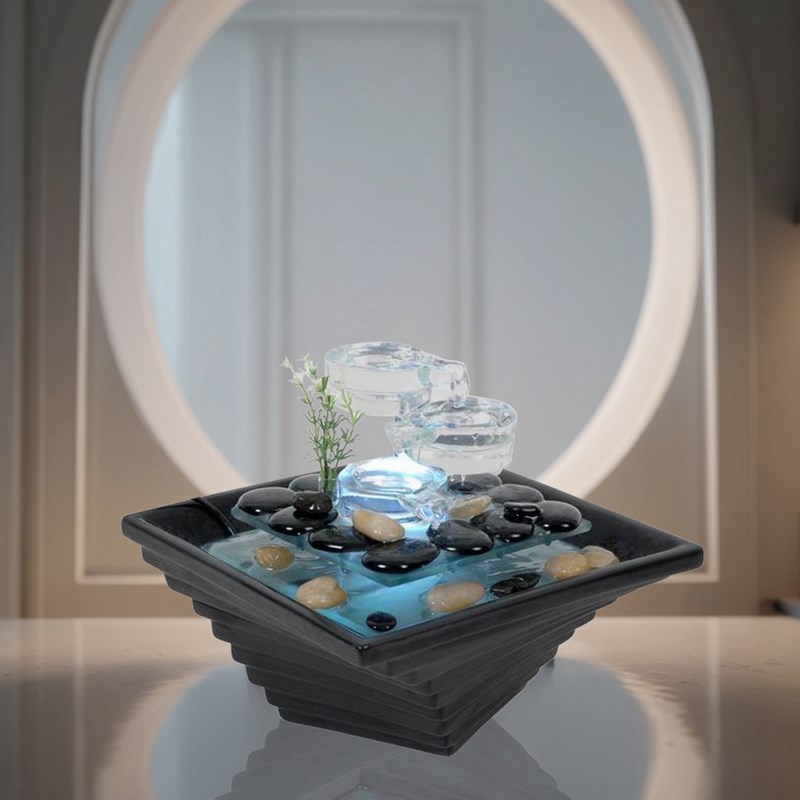 Zen Light - Fontaine en céramique et verre himalaya