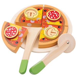 Pizza salami en bois à couper