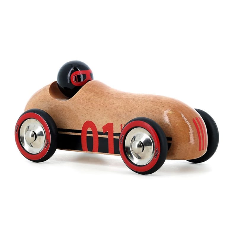 Selecta Petite Voiture à Pousser En Bois – Jouet Vintage, Rouge à Pois, 10 Cm, Fabrication Allemande, Dès 12 Mois
