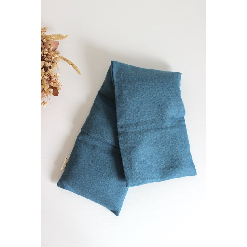 Bouillotte cervicales lin bleu pétrole