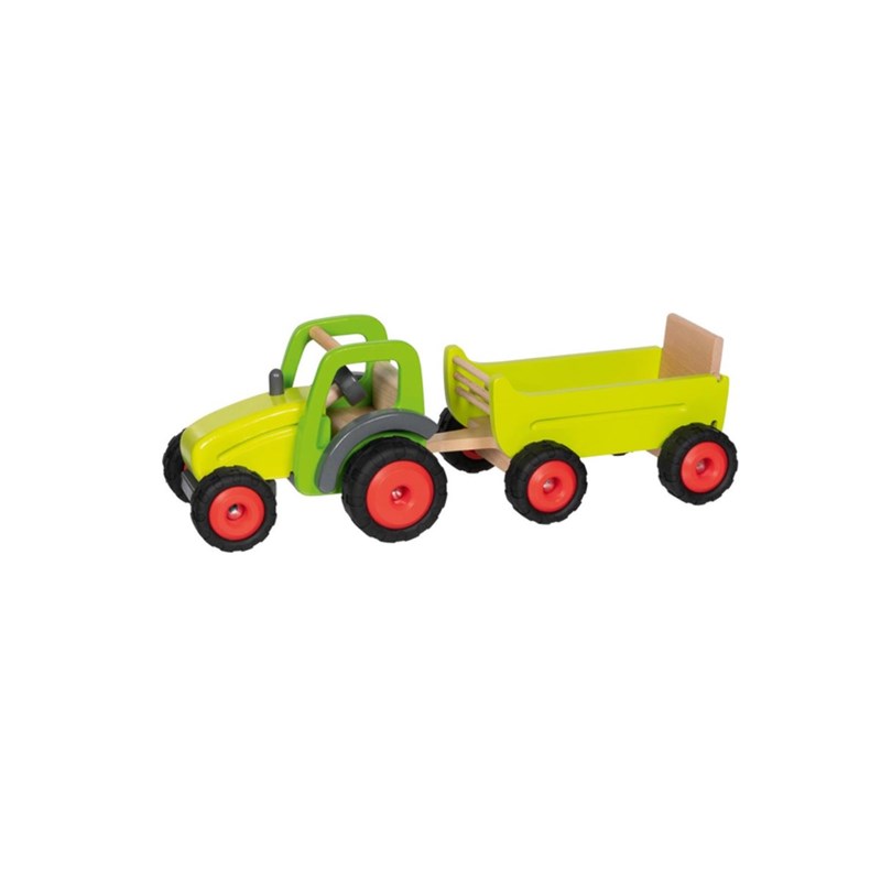 Tracteur avec remorque en bois
