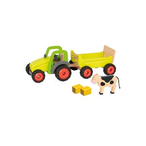 Tracteur avec remorque en bois