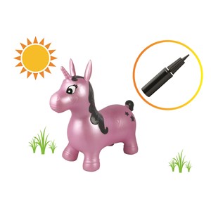 Licorne sauteuse gonflable rose