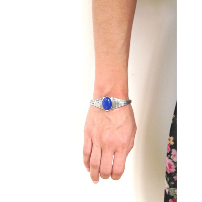 Bracelet rigide ajustable en argent rhodié