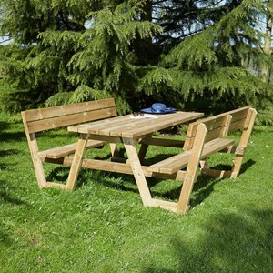 Table pique nique en bois avec dossiers