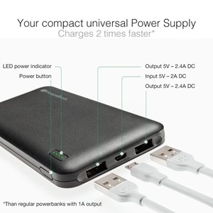 Powerbank pt 10000ma black - 230g