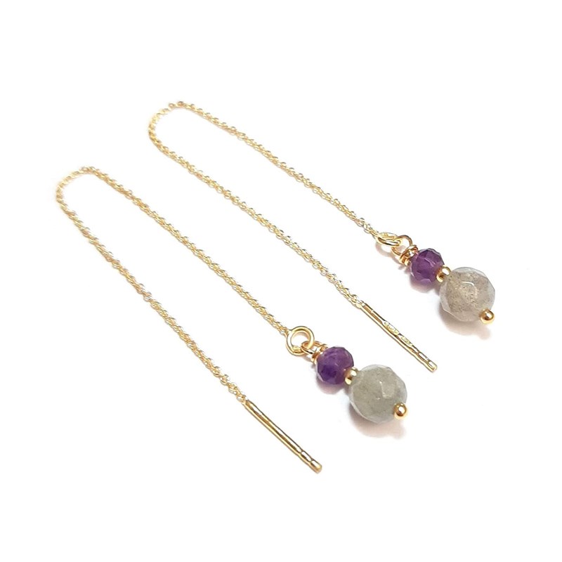 Boucles d'oreilles dorées labradorite