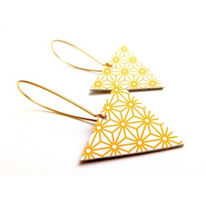 Boucles d'oreilles cuir illustré asanoha