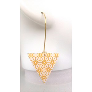 Boucles d'oreilles cuir illustré asanoha
