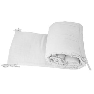 Tour de lit en mousseline de coton blanc