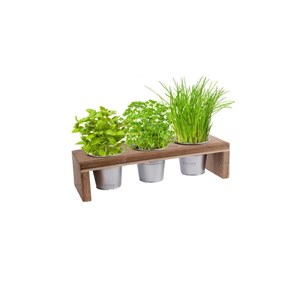 Kit fines herbes en pots - support bois