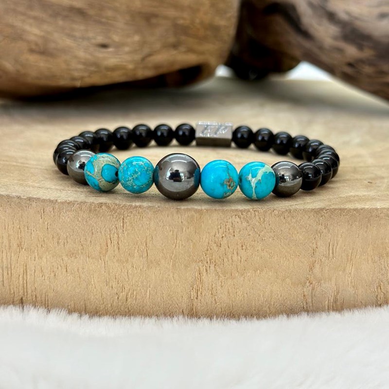 Natura-Zen - Bracelet turquoise & pierres de lave