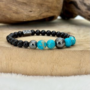 Bracelet turquoise & pierres de lave