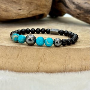 Bracelet turquoise & pierres de lave