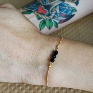 Bracelet 3 points pierres fines noir