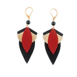 Boucles d'oreilles grand lotus rouge