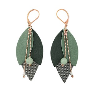 Boucle d'oreille tulipe vert de gris