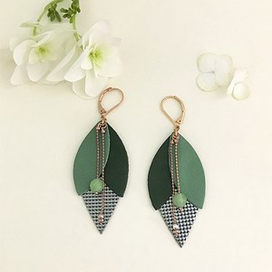 Boucle d'oreille tulipe vert de gris