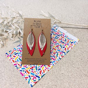Boucles d'oreilles en cuir pop marine