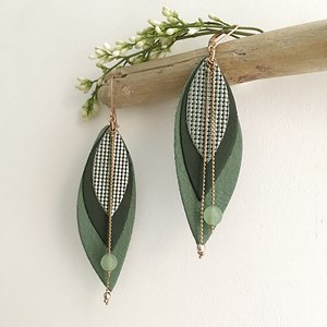 Boucles d'oreilles  pop vert de gris