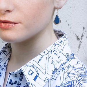 Boucles d'oreilles en bois goutte marine