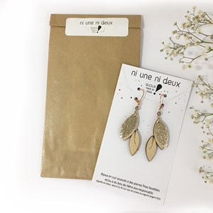 Boucles d'oreilles en bois goutte marine