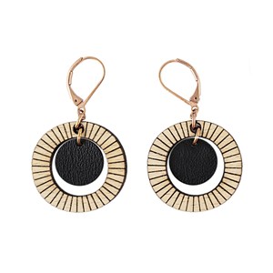 Boucles en bois et cuir bulle noir