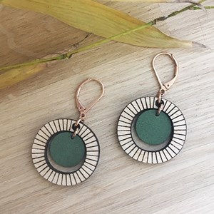 Boucles d'oreilles en bois bulle vert