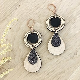 Boucles d'oreilles ethnique noir