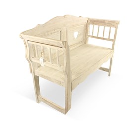 Banc bois ceruse blanc 124x46x90cm