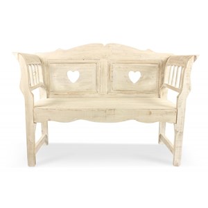 Banc bois ceruse blanc 124x46x90cm