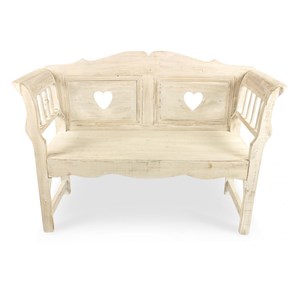 Banc bois ceruse blanc 124x46x90cm