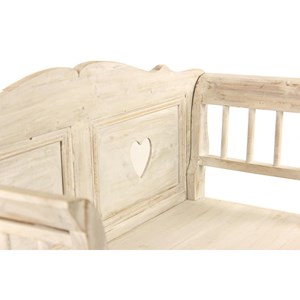 Banc bois ceruse blanc 124x46x90cm