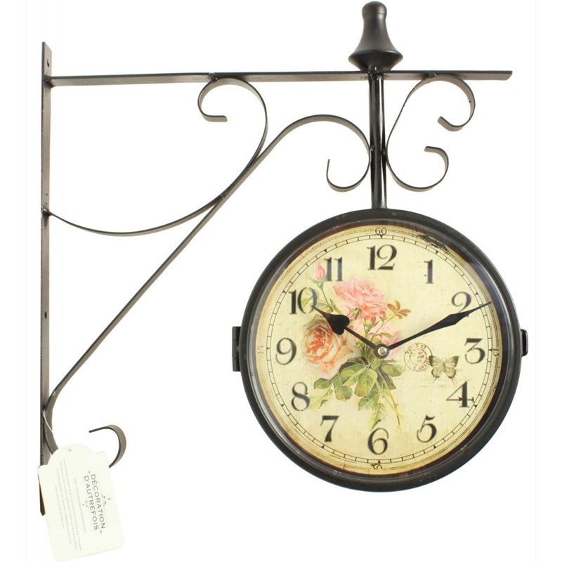 Décoration d'autrefois - Horloge de gare ancienne double face bou