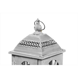 Lanterne bois ceruse blanc 20x20x46cm