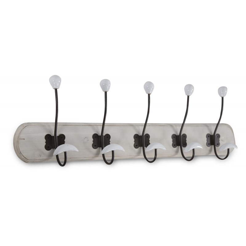 Décoration d'autrefois - Patere portemanteau bois ceruse blanc 10