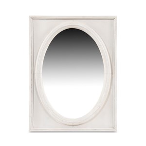 Miroir ancien oval vertical bois cerusé