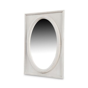 Miroir ancien oval vertical bois cerusé