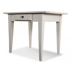 Table bois 2 tiroirs cerusé blanc