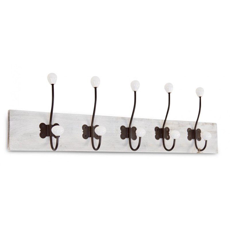Décoration d'autrefois - Patere portemanteau bois ceruse blanc 10